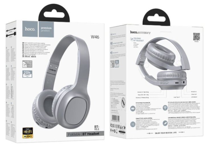 Bezdrátová náhlavní sluchátka - Hoco, W46 Charm Light Blue Gray
