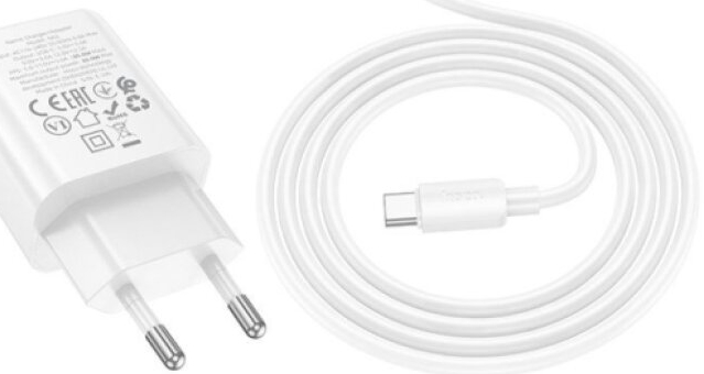 Rychlá nabíječka do sítě - Hoco, N62 Gentle PD30W White + USB-C kabel