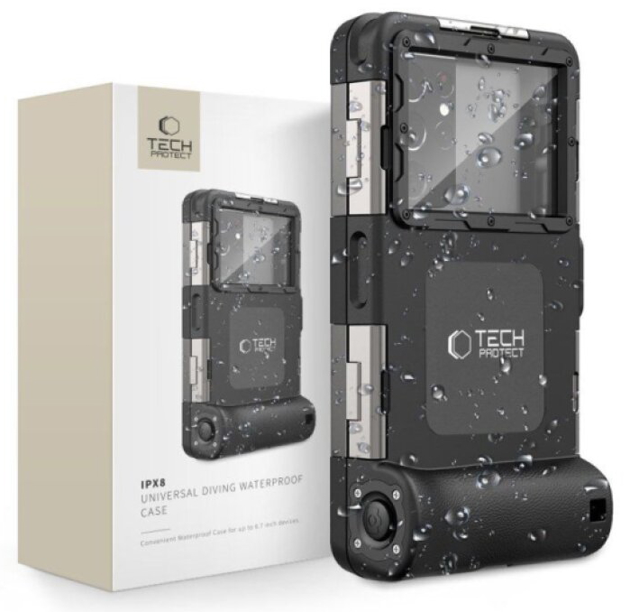 Univerzální voděodolné pouzdro - Tech-Protect, IPX8 Diving Waterproof Case Black