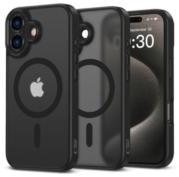 Ochranný kryt na iPhone 16 - Tech-Protect, Magcam MagSafe Matte Black