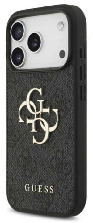 Ochranný kryt na iPhone 17 Pro - Guess, Metal Logo Strap Black