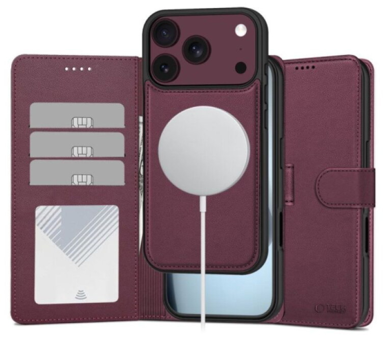 Knížkové pouzdro na iPhone 17 Pro / 18 Pro - Tech-Protect, Wallet MagSafe Mulberry