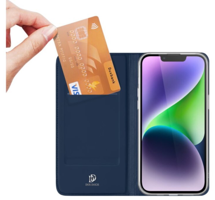 Knížkové pouzdro na iPhone 15 PLUS - DuxDucis, SkinPro Blue