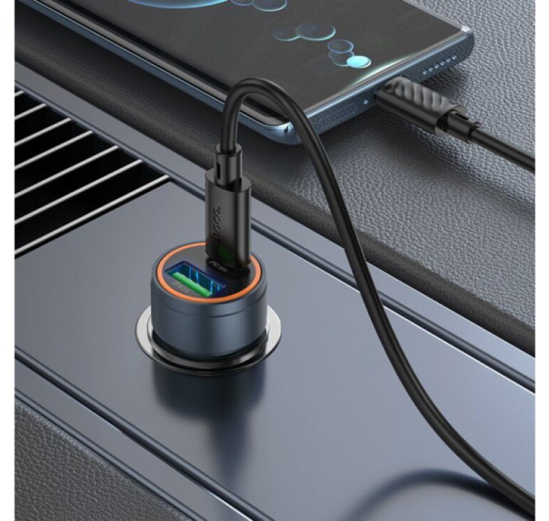 Auto-nabíječka - Hoco, Z57A Glorious PD30W/QC3.0 + USB-C kabel