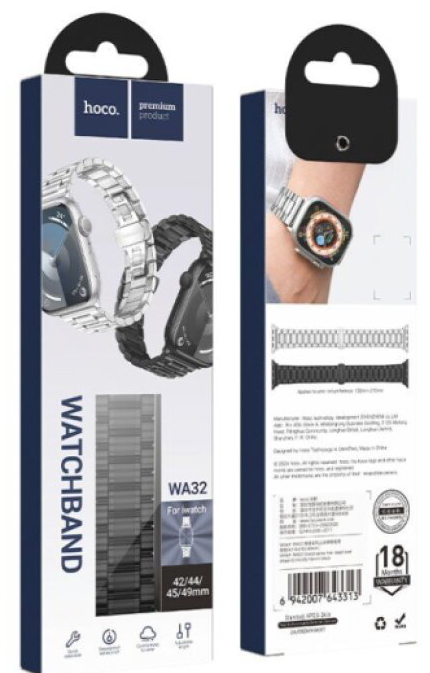 Řemínek na Apple Watch 44mm / 45mm / 46mm / 49mm - Hoco, WA32 Grand Black