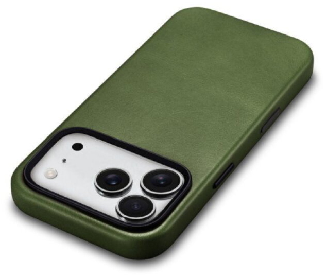 Kožený obal na iPhone 17 Pro MAX - iCarer, OilWax MagSafe Green