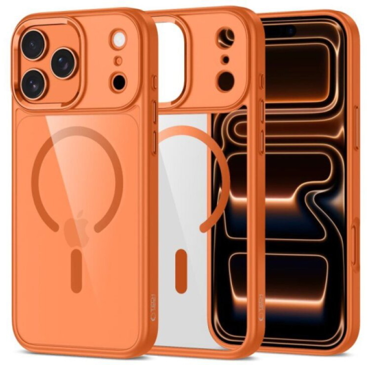 Ochranný kryt na iPhone 17 Pro MAX - Tech-Protect, Magmat MagSafe Orange/Clear