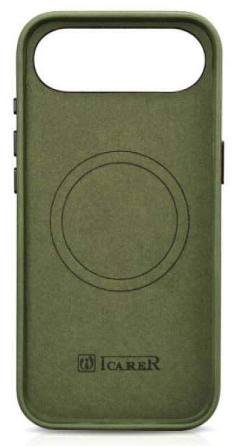 Kožený obal na iPhone Air - iCarer, OilWax MagSafe Green