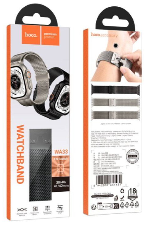 Řemínek na Apple Watch 38mm / 40mm / 41mm / 42mm - Hoco, WA33 Milanese Black