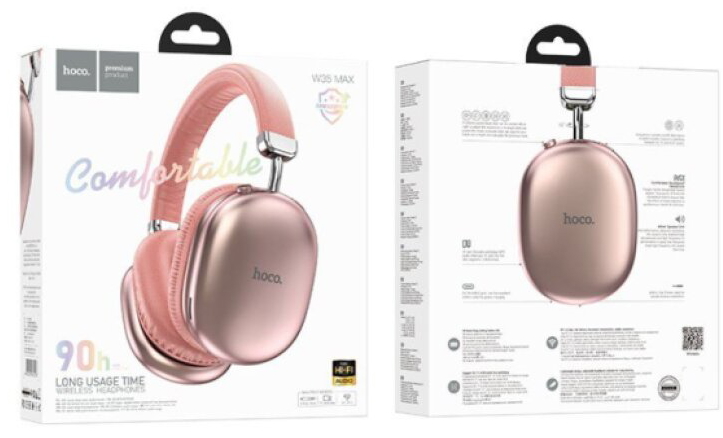Bezdrátová náhlavní sluchátka - Hoco, W35 Max Pink