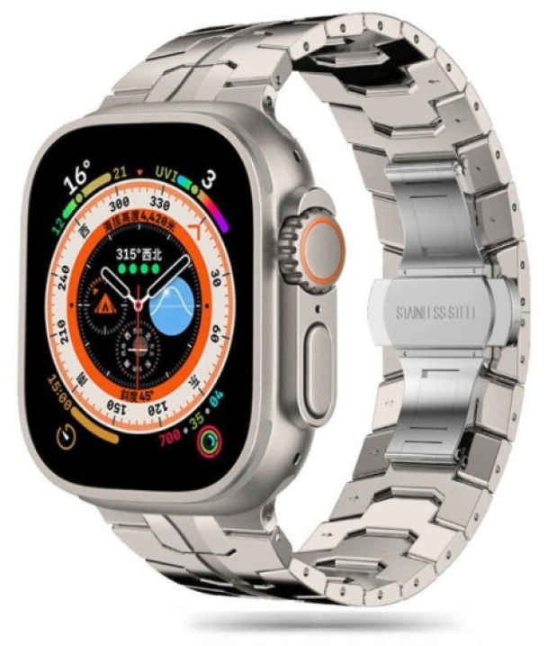 Řemínek na Apple Watch 44mm / 45mm / 46mm / 49mm - Tech-Protect, Stainless Line Titanium