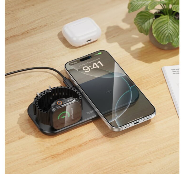 Nabíječka pro iPhone, Apple Watch a AirPods - Hoco, CW65 North Black