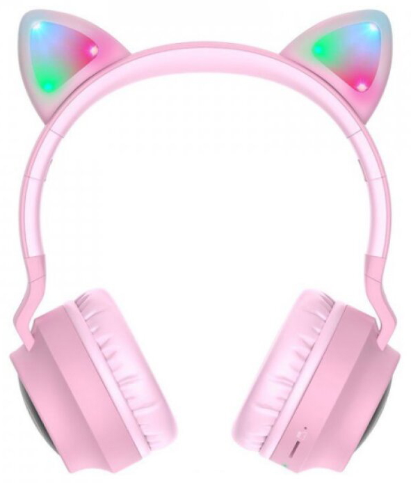 Bezdrátová náhlavní sluchátka - Hoco, W27 CatEar Pink