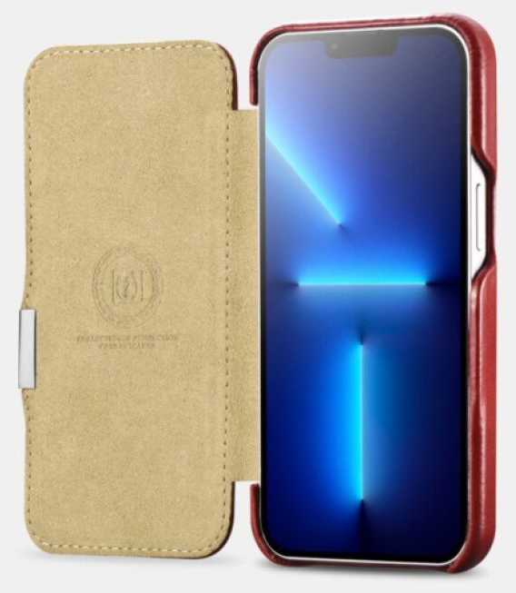 Knížkové pouzdro pro iPhone 13 Pro - iCarer, Vintage Red