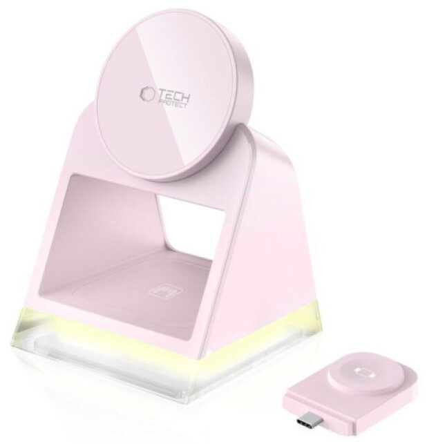 Bezdrátová nabíječka pro iPhone, AirPods a Apple Watch - Tech-Protect, QI15W-A43 MagSafe Pink