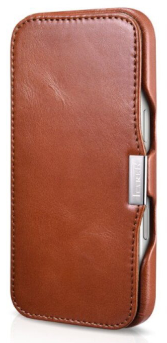 Knížkové pouzdro na iPhone 16 Pro - iCarer, Oil Wax Real Leather MagSafe Brown