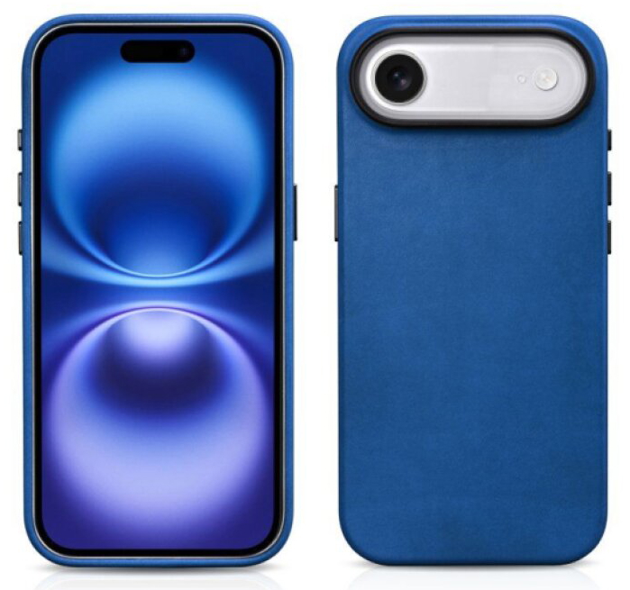 Kožený obal na iPhone Air - iCarer, OilWax MagSafe Light Blue
