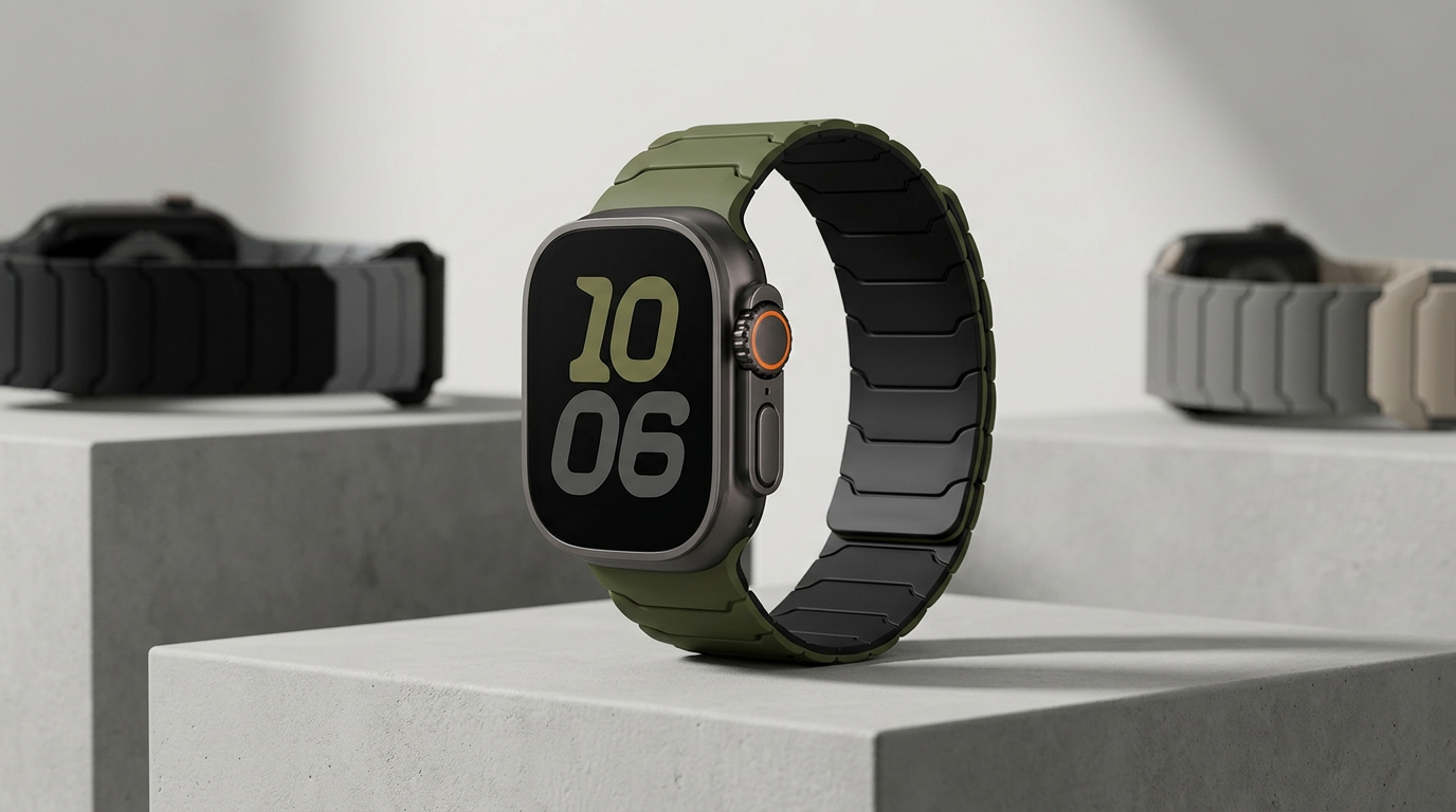 Řemínek pro Apple Watch 44mm / 45mm / 46mm / 49mm - Hoco, WA39 Flexible Green/Black