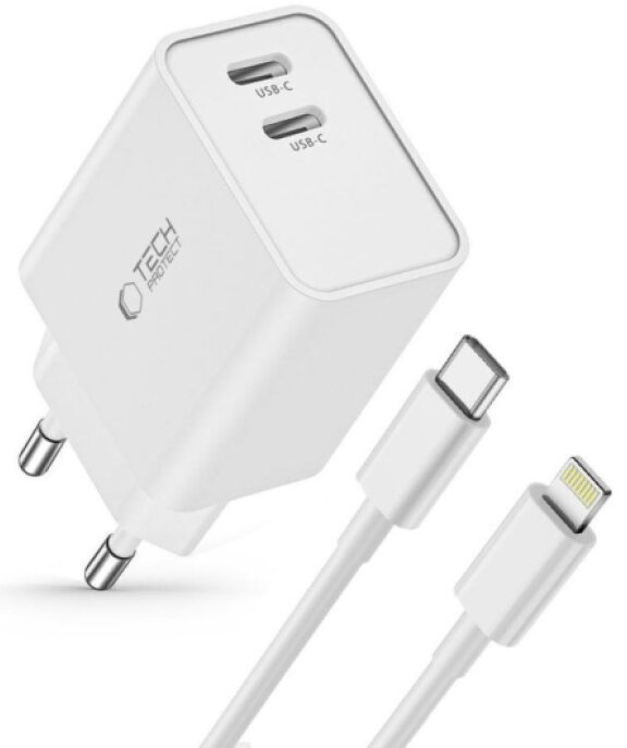 Rychlá nabíječka do sítě - Tech-Protect, C35W PD35W + Lightning kabel