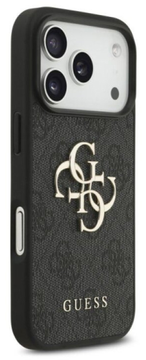 Ochranný kryt na iPhone 17 Pro - Guess, Metal Logo Strap Black