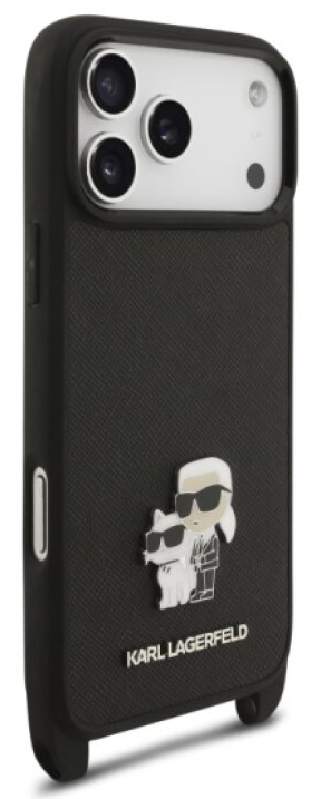 Ochranný kryt na iPhone 17 Pro MAX - Karl Lagerfeld, Saffiano Crossbody Karl and Choupette Black
