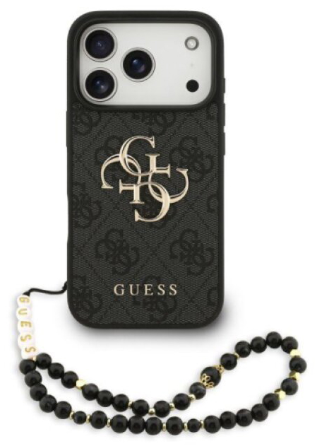 Ochranný kryt na iPhone 17 Pro - Guess, Metal Logo Strap Black