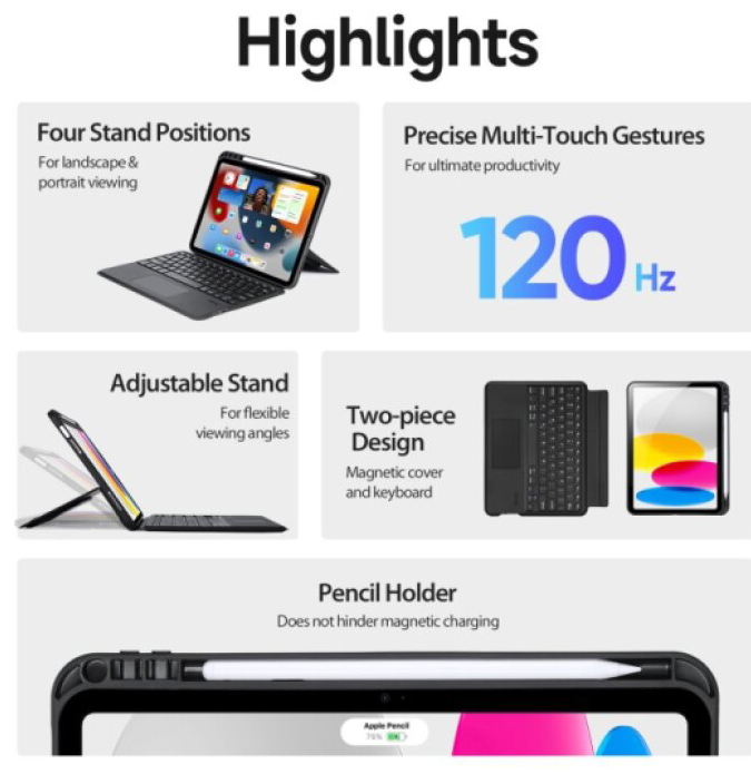 Klávesnice pro iPad 11 (2025) / iPad 10.9 (2022) - DuxDucis, DK Keyboard Black