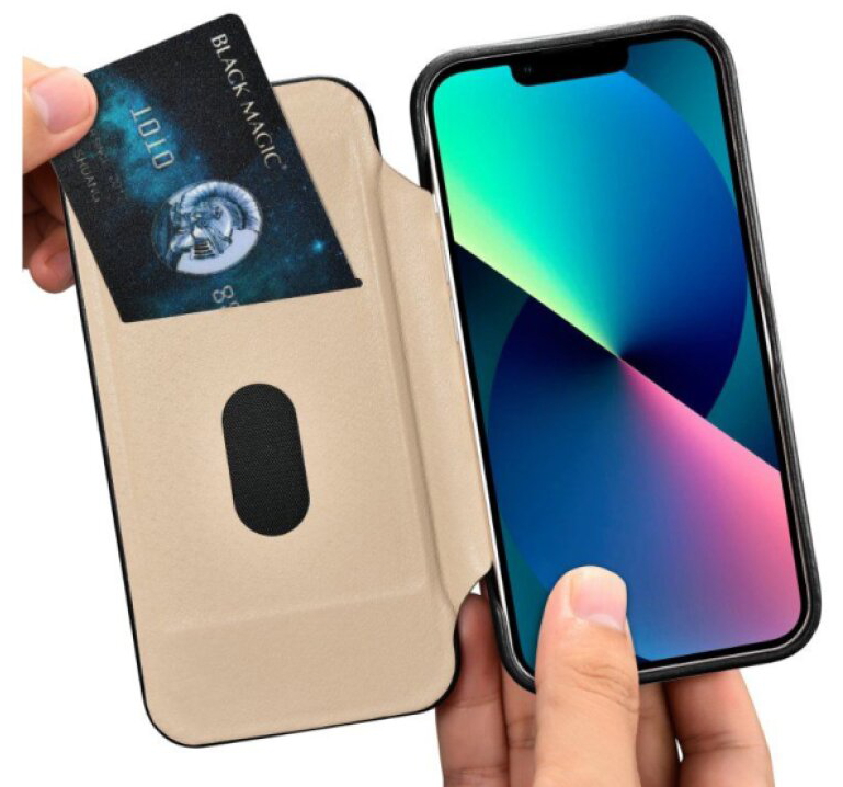 Knížkové pouzdro pro iPhone 14 - iCarer, Curved Edge MagSafe Black