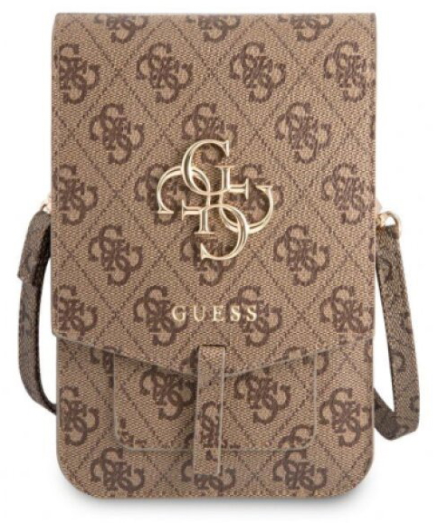 Univerzální pouzdro / taška s kapsou na mobil - Guess, 4G Metal Logo Bag Brown