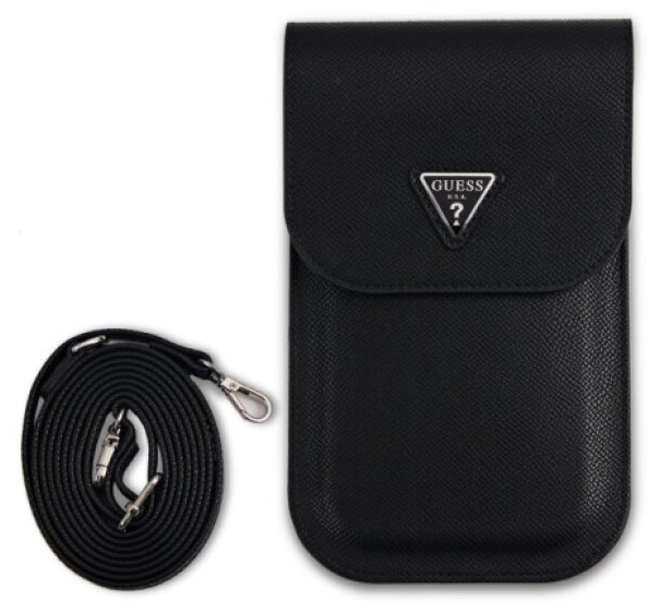 Univerzální pouzdro / taška s kapsou na mobil - Guess, Grained Triangle Black
