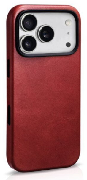 Kožený obal na iPhone 17 Pro MAX - iCarer, OilWax MagSafe Dark Red