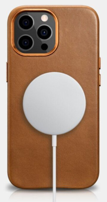 Kožený kryt na iPhone 13 Pro MAX - iCarer, Oil Wax with MagSafe Brown