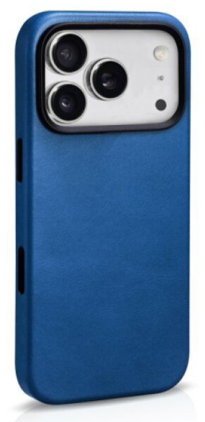 Kožený obal na iPhone 17 Pro MAX - iCarer, OilWax MagSafe Light Blue