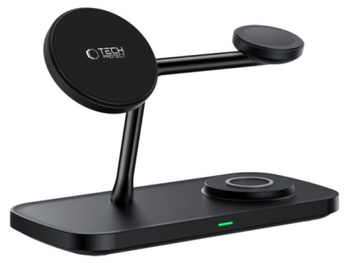 Bezdrátová rychlá nabíječka pro iPhone, AirPods a Apple Watch - Tech-Protect, QI15W-A45 MagSafe Wireless Charger Black