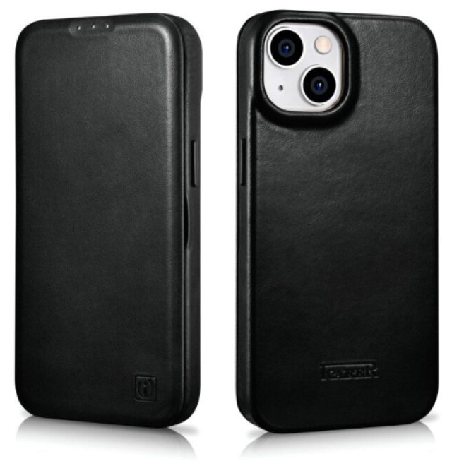 Knížkové pouzdro pro iPhone 14 - iCarer, Curved Edge MagSafe Black