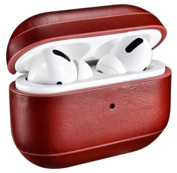 Kožené pouzdro na sluchátka AirPods Pro 1/2 - iCarer, Vintage Red