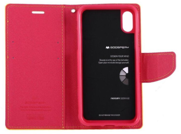 Pouzdro / kryt pro iPhone XS / X - Mercury, Fancy Diary YELLOW/HOTPINK