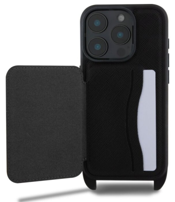 Ochranný kryt na iPhone 16 Pro - Karl Lagerfeld, Saffiano Crossbody Karl and Choupette Black
