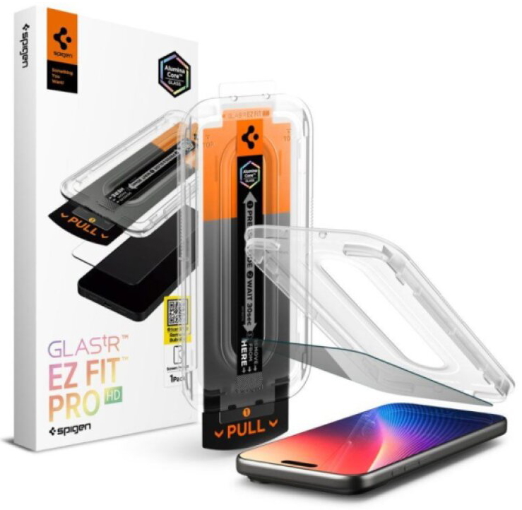 Ochranné tvrzené sklo na iPhone 17 / 17 Pro / 16 Pro - Spigen, Glas.tR EZ Fit Privacy (1ks s aplikátorem)