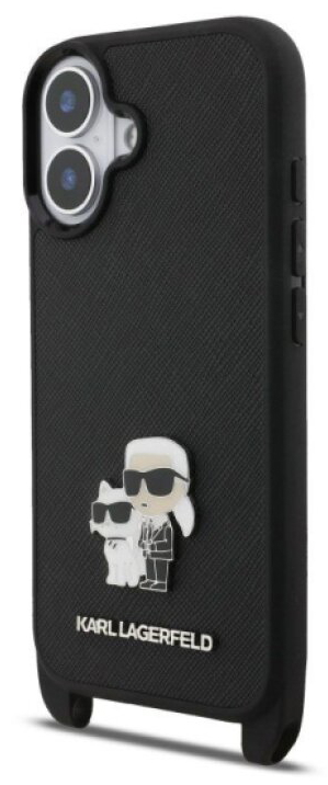Ochranný kryt na iPhone 17 - Karl Lagerfeld, Saffiano Crossbody Karl and Choupette Black