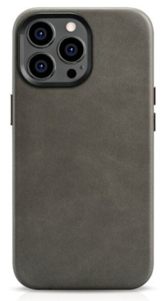 Kožený obal na iPhone 14 Pro MAX - iCarer, OilWax MagSafe Gray