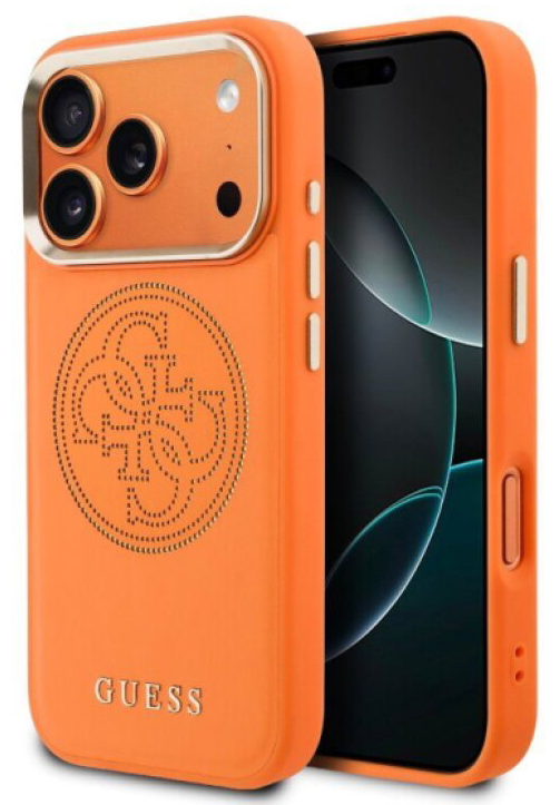 Ochranný kryt na iPhone 17 Pro MAX - Guess, 4G Perforated Logo MagSafe Orange