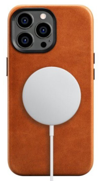 Kožený obal na iPhone 14 Pro MAX - iCarer, OilWax MagSafe Retro