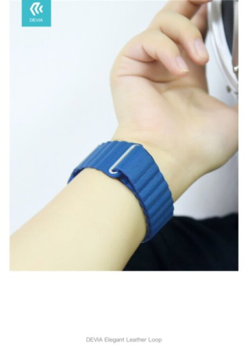 Řemínek pro Apple Watch 38mm / 40mm / 41mm / 42mm - Devia, LeatherLoop Cape Cod Blue