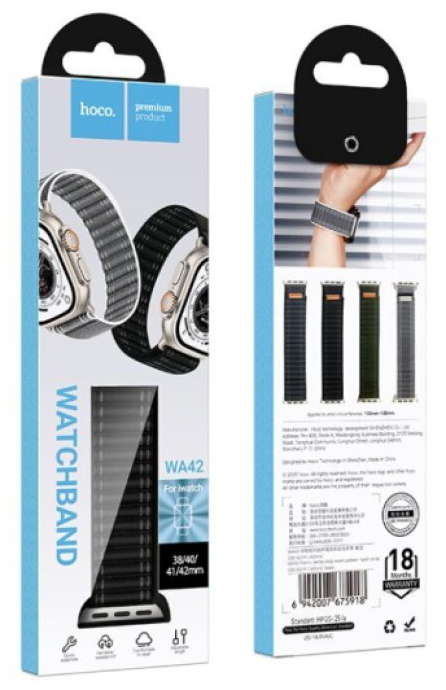 Řemínek pro Apple Watch 38mm / 40mm / 41mm / 42mm - Hoco, WA42 Fabric Black