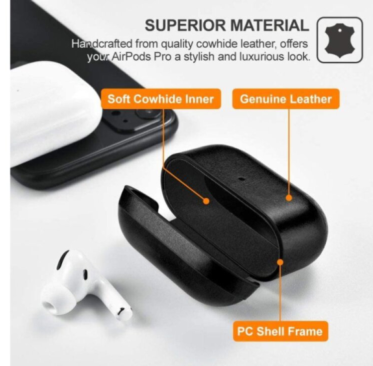 Kožené pouzdro na sluchátka AirPods Pro 1/2 - iCarer, Vintage Black