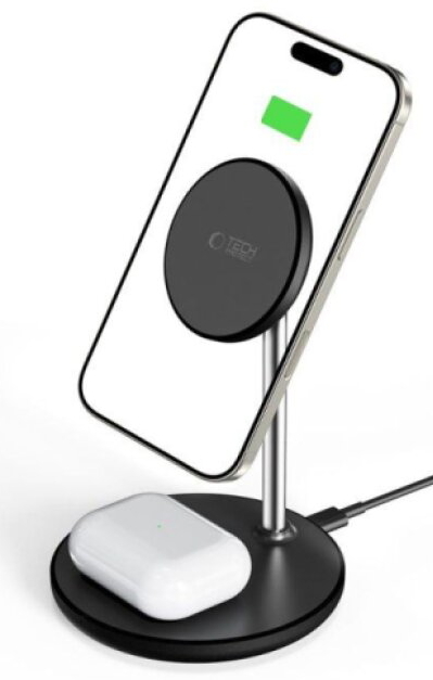 Bezdrátová rychlá nabíječka pro iPhone a AirPods - Tech-Protect, QI15W-A39 MagSafe Wireless Charger Black