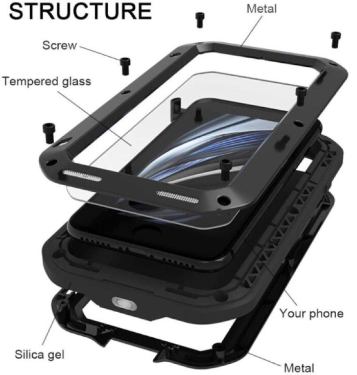 Ochranný kryt pro iPhone 7 / 8 / SE (2020/2022) - LOVE MEI, Powerful Black