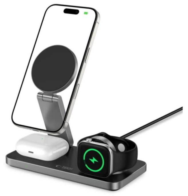Bezdrátová nabíječka pro iPhone, Apple Watch a AirPods - Tech-Protect, QI15W-A47 Wireless Charger Black