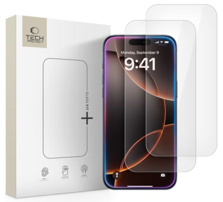 Hybridní ochranné sklo na iPhone 17 / 17 Pro - Tech-Protect, Glass Fit+ Clear (2ks)